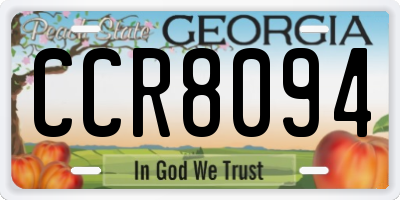 GA license plate CCR8094