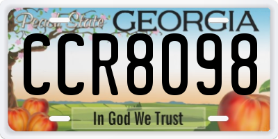 GA license plate CCR8098