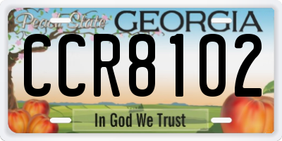 GA license plate CCR8102