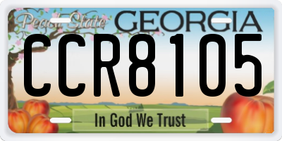 GA license plate CCR8105