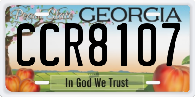 GA license plate CCR8107