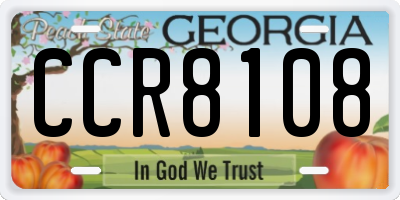 GA license plate CCR8108