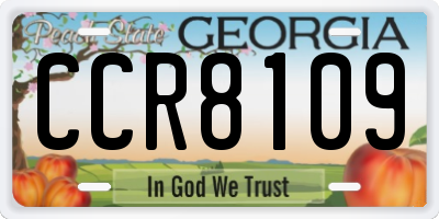 GA license plate CCR8109