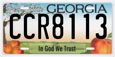 GA license plate CCR8113