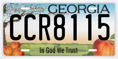 GA license plate CCR8115