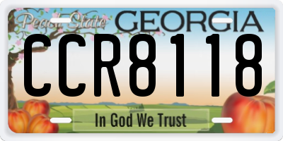 GA license plate CCR8118