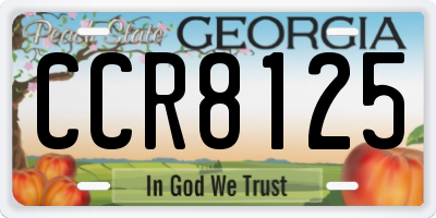 GA license plate CCR8125