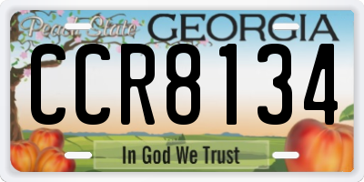 GA license plate CCR8134