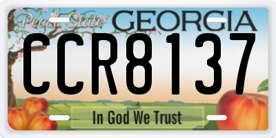 GA license plate CCR8137