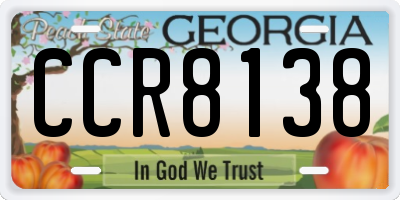 GA license plate CCR8138