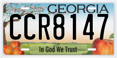 GA license plate CCR8147
