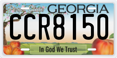 GA license plate CCR8150