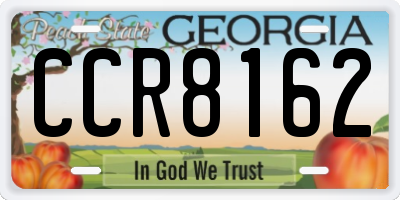 GA license plate CCR8162