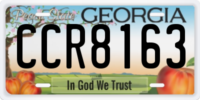 GA license plate CCR8163