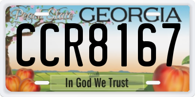 GA license plate CCR8167