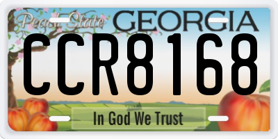 GA license plate CCR8168