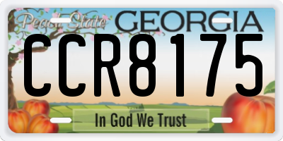 GA license plate CCR8175