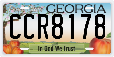 GA license plate CCR8178