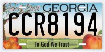 GA license plate CCR8194