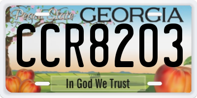 GA license plate CCR8203