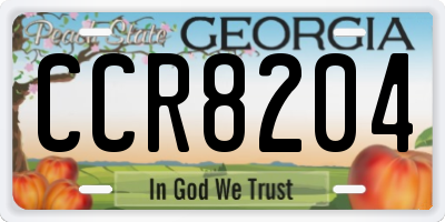 GA license plate CCR8204