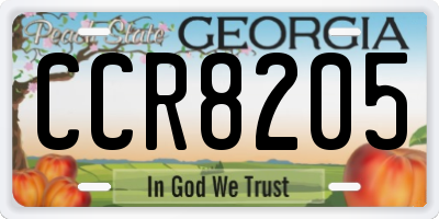 GA license plate CCR8205