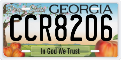 GA license plate CCR8206