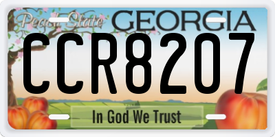 GA license plate CCR8207