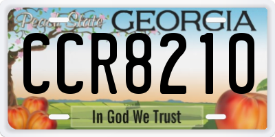 GA license plate CCR8210