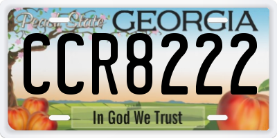 GA license plate CCR8222