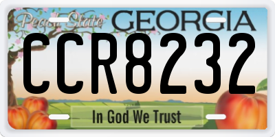 GA license plate CCR8232