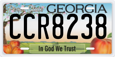 GA license plate CCR8238