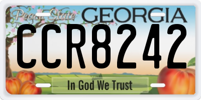 GA license plate CCR8242