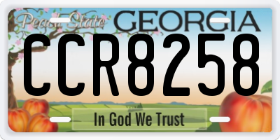 GA license plate CCR8258