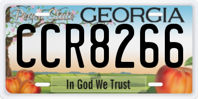 GA license plate CCR8266