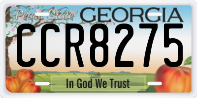 GA license plate CCR8275