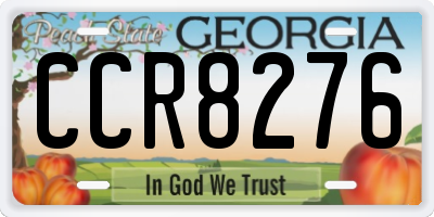 GA license plate CCR8276