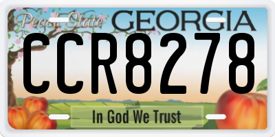 GA license plate CCR8278