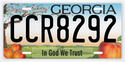 GA license plate CCR8292