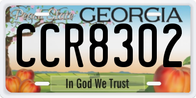 GA license plate CCR8302
