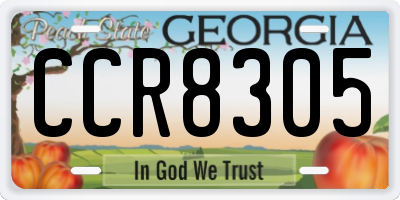 GA license plate CCR8305