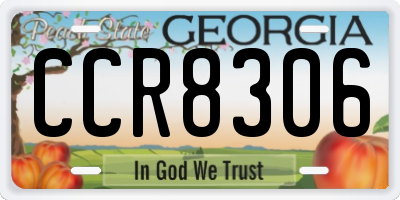GA license plate CCR8306