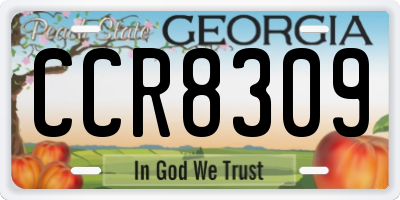 GA license plate CCR8309