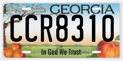 GA license plate CCR8310