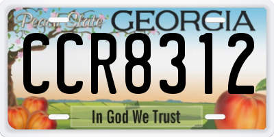 GA license plate CCR8312