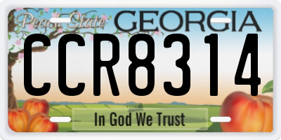 GA license plate CCR8314