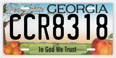 GA license plate CCR8318