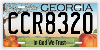 GA license plate CCR8320