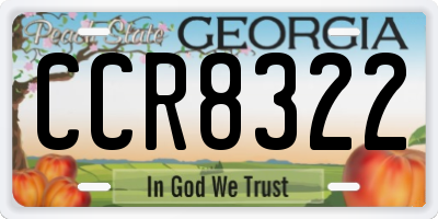 GA license plate CCR8322