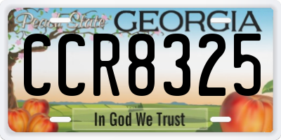 GA license plate CCR8325